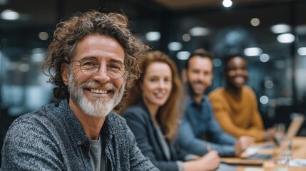Meeting of a diverse business team in a creative workplace with engaged members collaborating on ideas in a modern office setting