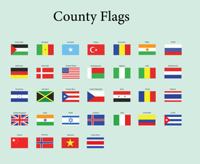 Different Country Flag, World Biggest Flags International vector design Flags set 