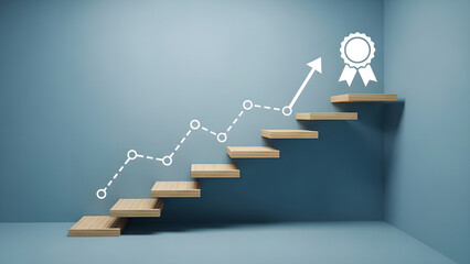 Business Growth Success Steps Upward Chart Blue Copy Space
