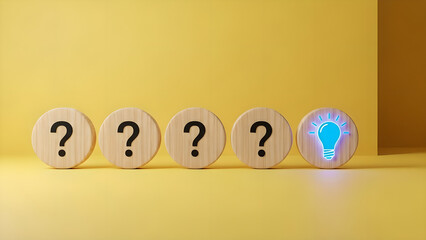 Problem Solution Question Marks Idea Light Bulb Yellow Copy Space