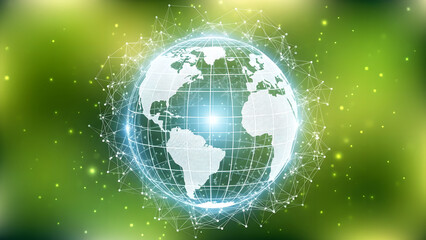 Global Network Earth Green Background Copy Space