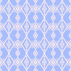Seamless ikat pattern. Traditional woven style motifs. For fabric print, fashion design, textile prints, home decor, backgrounds, and cultural artwork