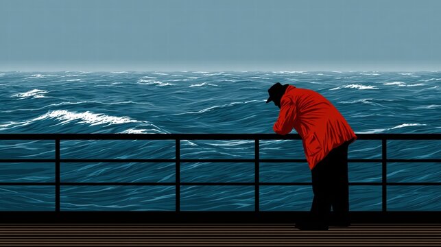 Abstract marine movement, dizzy waves, kinetic sea sickness concept