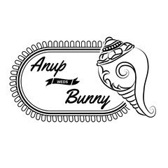 Indian Wedding Logo Design with Decorative Kalash and Nameplate Frame