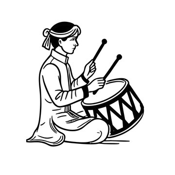 Ethnic Wedding Dhol Player Vector Design