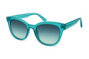 Aqua teal fashion sunglasses protecting eyes from sun, accessory for summer holiday travel, transparent background