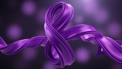Elegant Purple Ribbon Forms Number 8 for International Womens Day Celebration.