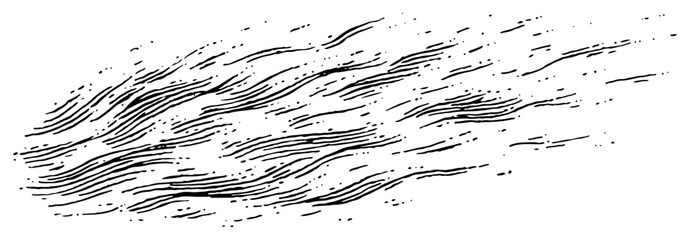 Hand drawn vector sketch of rushing wind and motion lines texture