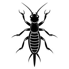 Earwig Black Silhouette Vector – Clean White Background Design