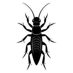 Earwig Black Silhouette Vector – Clean White Background Design