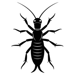 Earwig Black Silhouette Vector – Clean White Background Design