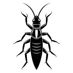 Earwig Black Silhouette Vector – Clean White Background Design