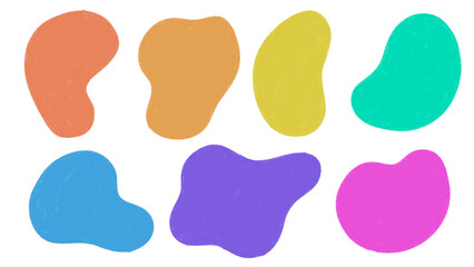 Set of Colorful Hand Drawn Organic Abstract Blob Shapes