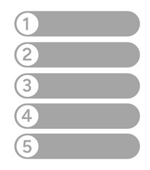 Obraz premium Five Step Sequential Process Infographic Grey Template with Numbered Blanks on a Transparent Background.