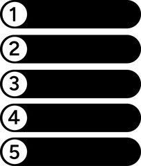 Obraz premium Five Step Sequential Process Infographic Black Template with Numbered Blanks.
