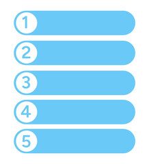 Obraz premium Five Step Sequential Process Infographic Blue Template with Numbered Blanks on a Transparent Background.