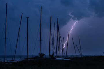Tropical Lightning Storm Over the Ocean