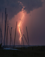 Tropical Lightning Storm Over the Ocean