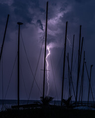 Tropical Lightning Storm Over the Ocean