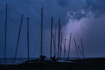 Tropical Lightning Storm Over the Ocean