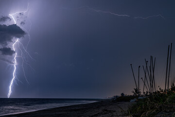Tropical Lightning Storm Over the Ocean