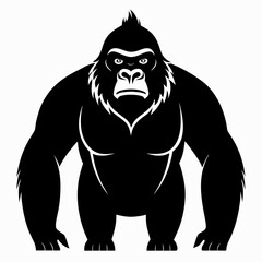 Eastern Gorilla Silhouette Vector – Minimal Design on White Background