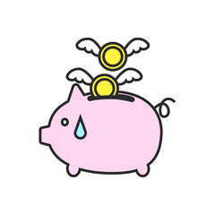 豚の貯金箱、浪費、散財