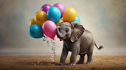 elephant with balloons