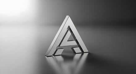 Metallic logo sign in modern style standing on clean surface no branding contemporary identity template