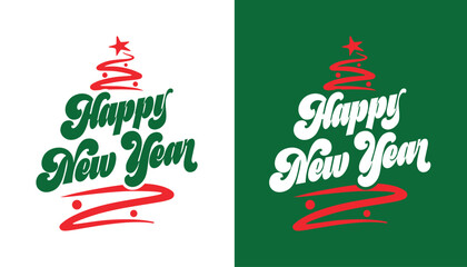 Happy New Year Typography Vector Design