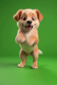 dancing puppy character animation on green screen