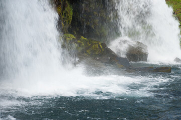 Kirkjufellsfoss on snaefellsnes peninsula (Iceland) in summer