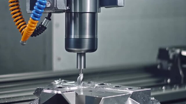 Automated Programmed CNC vertical milling machine with face mill shell endmill tool in procese