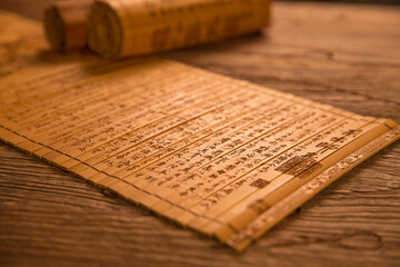 Classical Chinese Literary Bamboo Slip with Calligraphy