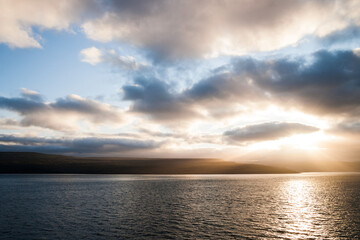 Naklejka premium arrival on the Faroe islands during sunset
