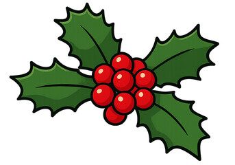 Fototapeta premium Isolated sprig of Christmas holly with red berries for festive season