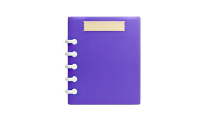 Purple Notebook with Label on White Background