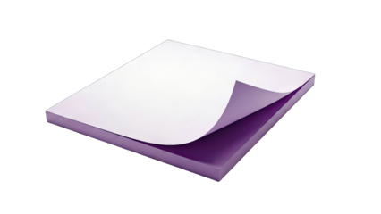 Purple Notepad with Curled Page Isolated on White