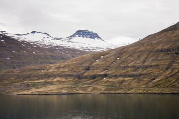 fjord landscape in east iceland near Seydisfjordur