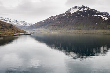 arrival in Seydisfjrodur in east iceland