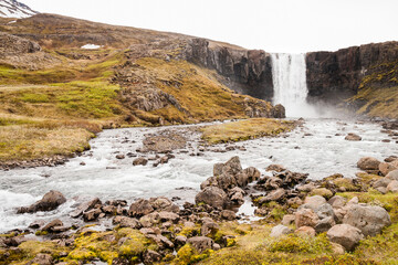 waterfall Gufufoss in east iceland
