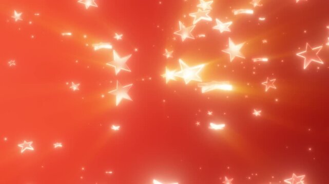 Soft glowing warm-toned stars falling across an orange background