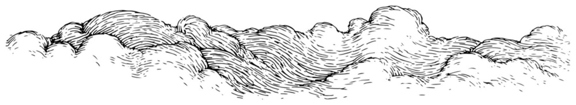 Hand drawn cloud bank ink line art