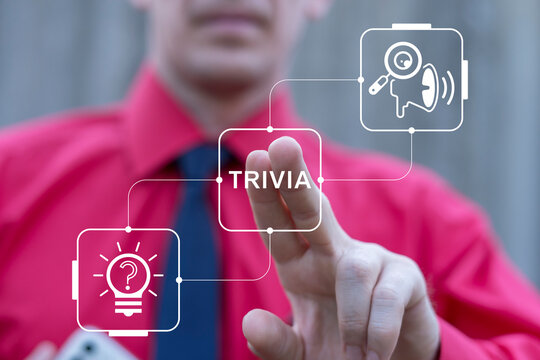 Business person using virtual touch screen presses the word TRIVIA. Trivia Business Competition Cognition concept. Trivia time. - Powered by Adobe