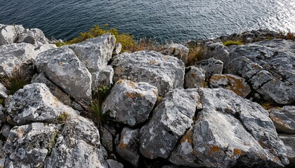 rugged gray rock surface featuring textured limestone with subtle lichens