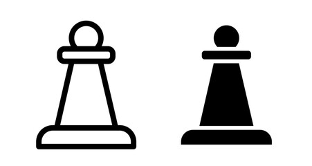 Chess pawn Icon collection in filled and stroke style. © Extra