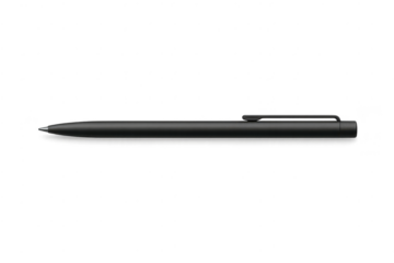 Sleek black pen isolated on transparent background, writing tool shot.