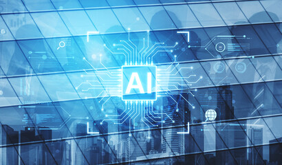 A futuristic AI core processor and system analytics dashboard. This concept highlights the raw processing power of AI for deep data analysis, system diagnostics, and global network monitoring. Fermion