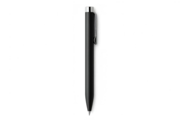 Sleek Black Pen with Metallic Clip on transparent background studio shot