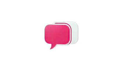 3D Pink Speech Bubble on White Background